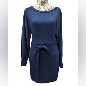 ReVamped navy dolman sleeves belted mini dress